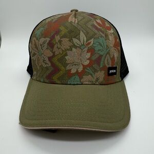 NEW Prana Lower Pines Trucker Floral Green Snapback Unisex Hat Hiking MSRP $35